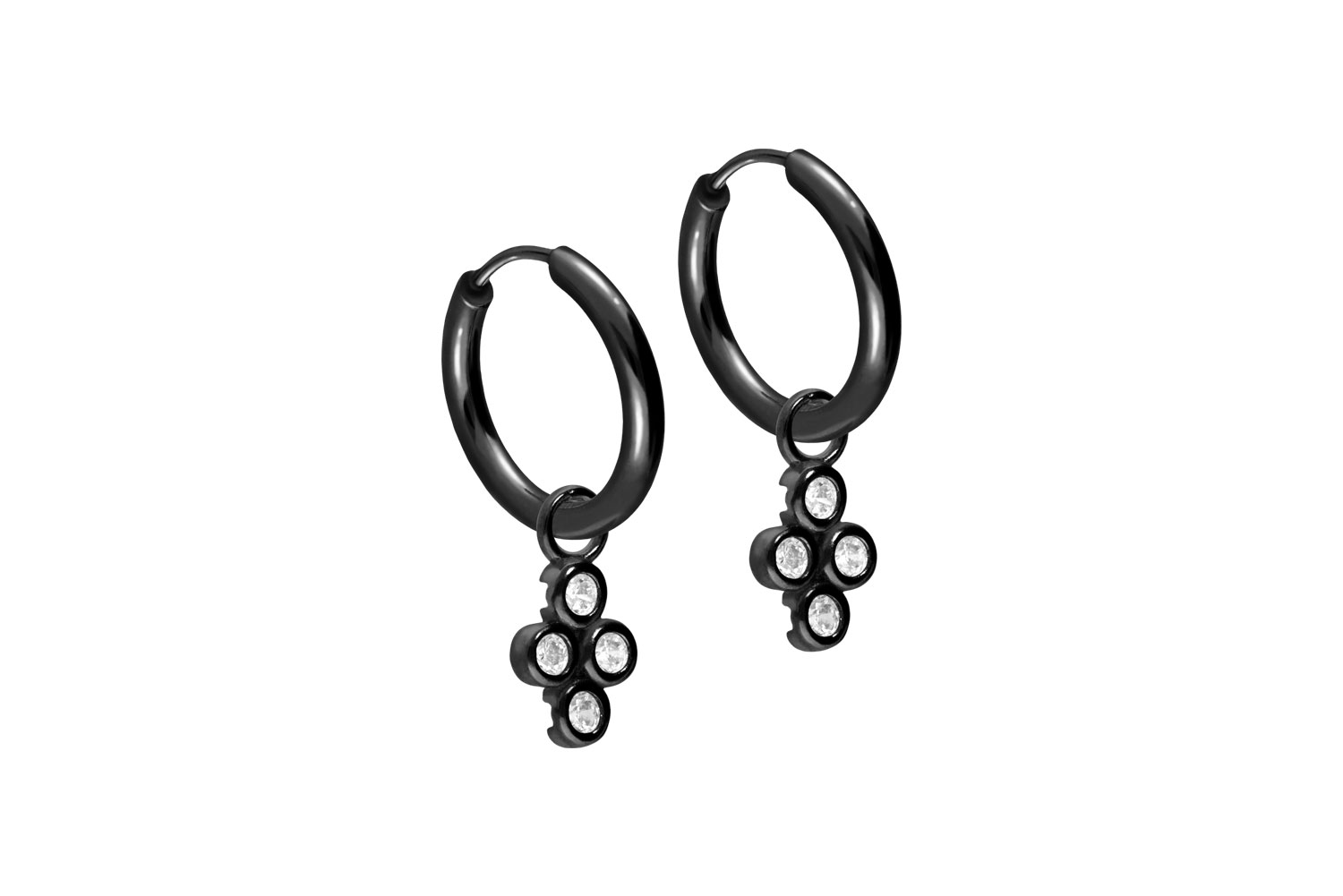 Chirurgenstahl Ohrclicker Creolen 4 EINGEFASSTE KRISTALLE von Piercingline